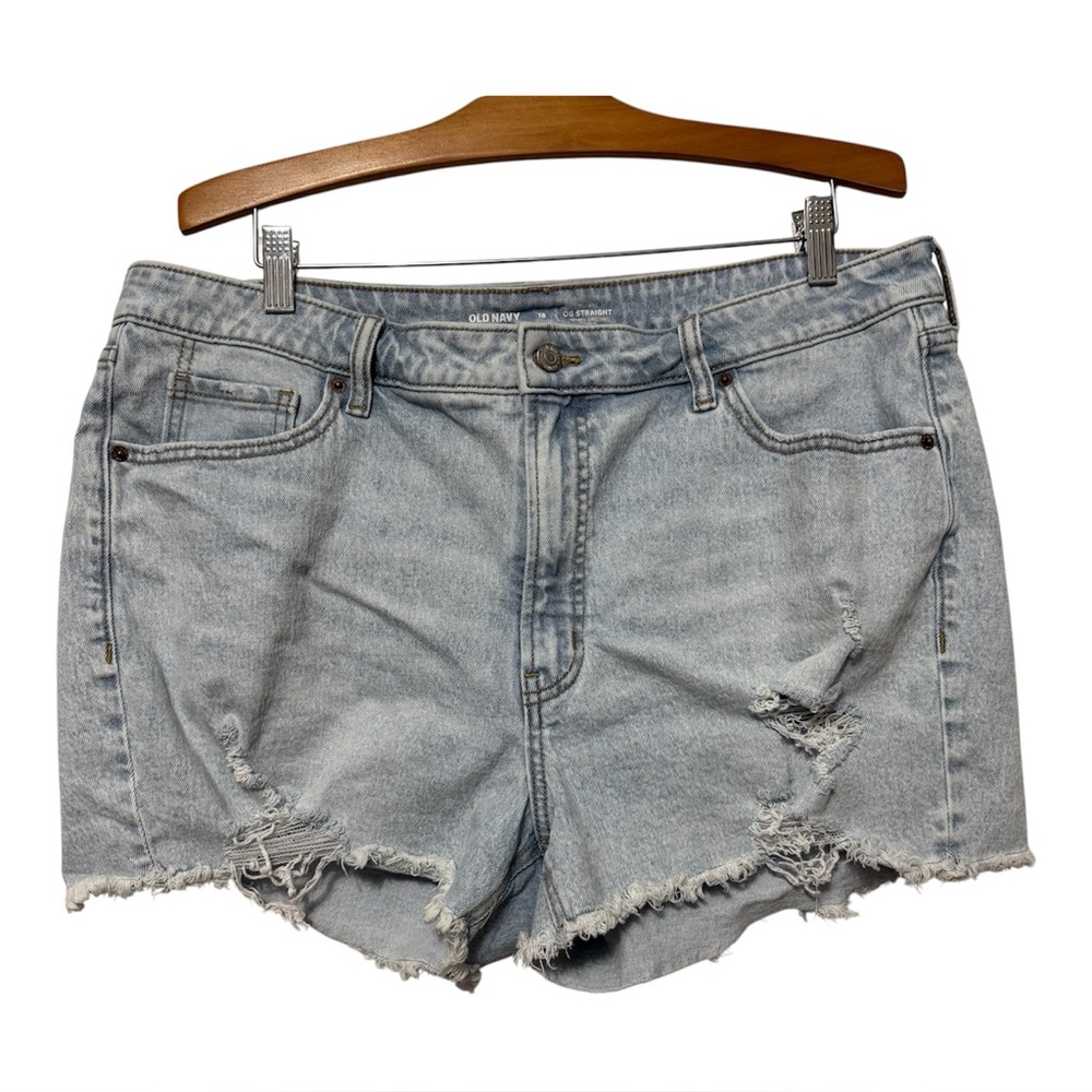 Old Navy OG Straight High-rise Denim Jean Shorts Women’s 18 Distressed Raw Hem
